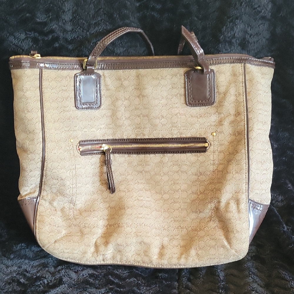 Coach 2 Tone Brown Tote Bag